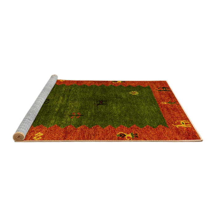 Sideview of Machine Washable Abstract Yellow Modern Rug, wshabs4663yw