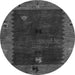 Round Machine Washable Abstract Gray Modern Rug, wshabs4663gry