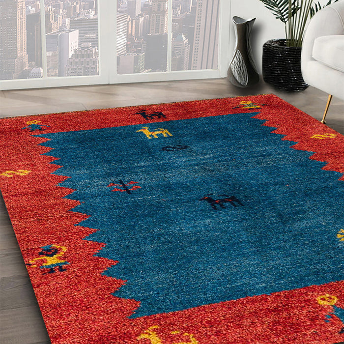 Machine Washable Abstract Red Rug in a Family Room, wshabs4663