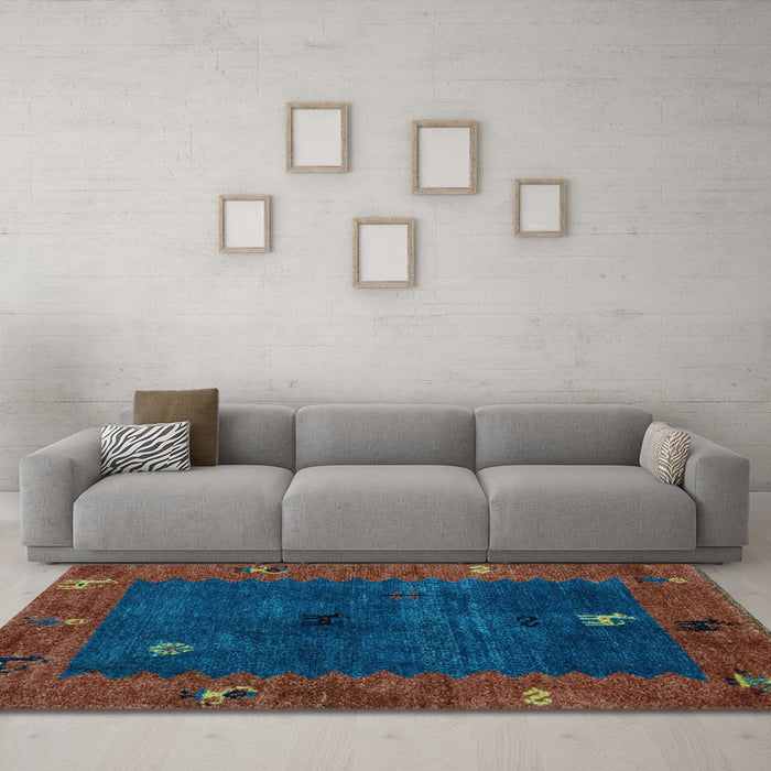 Machine Washable Abstract Light Blue Modern Rug in a Living Room, wshabs4663lblu