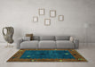 Machine Washable Abstract Turquoise Modern Area Rugs in a Living Room,, wshabs4663turq