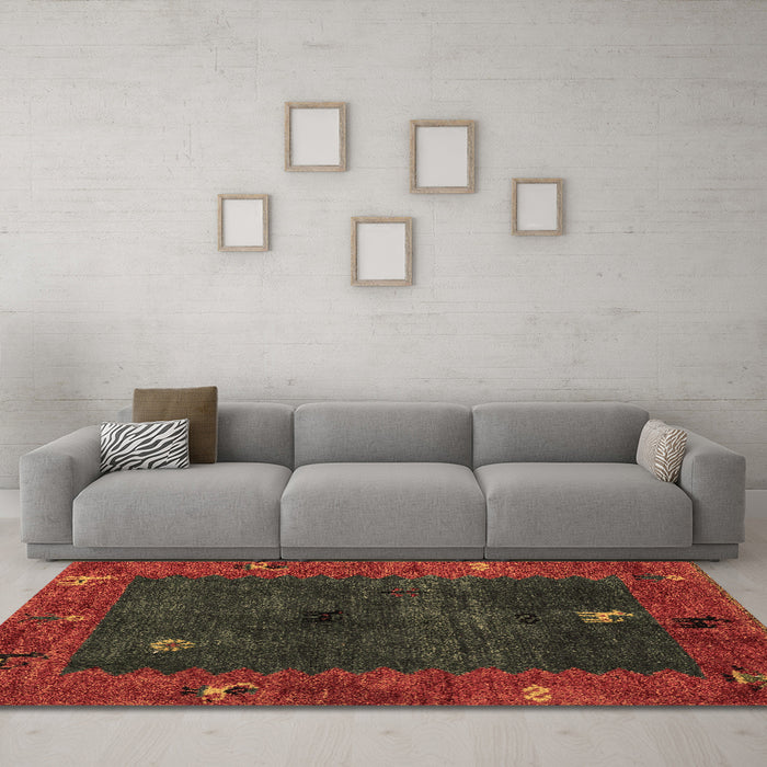 Machine Washable Abstract Brown Modern Rug in a Living Room,, wshabs4663brn