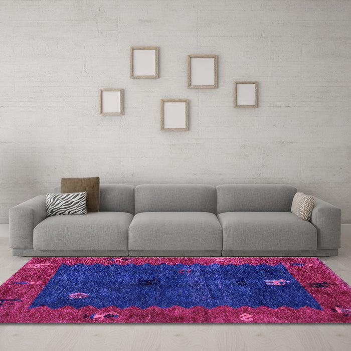 Machine Washable Abstract Purple Modern Area Rugs in a Living Room, wshabs4663pur