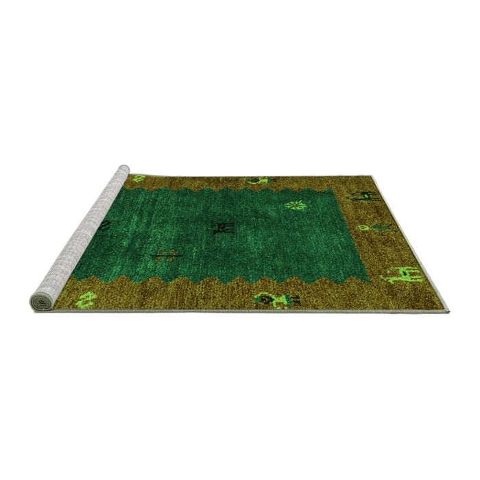 Sideview of Machine Washable Abstract Green Modern Area Rugs, wshabs4663grn