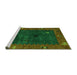 Sideview of Machine Washable Abstract Green Modern Area Rugs, wshabs4663grn