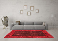 Machine Washable Abstract Red Modern Rug, wshabs4663red