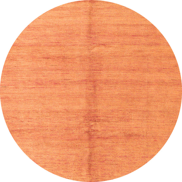 Round Machine Washable Abstract Orange Modern Area Rugs, wshabs4664org