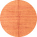 Round Machine Washable Abstract Orange Modern Area Rugs, wshabs4664org