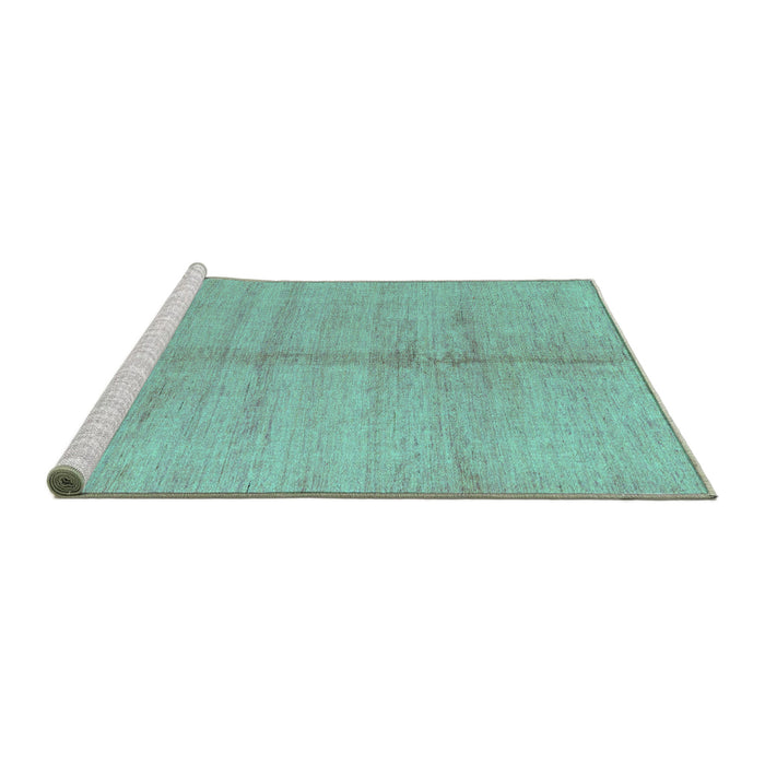 Sideview of Machine Washable Abstract Turquoise Modern Area Rugs, wshabs4664turq
