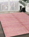 Abstract Pink Coral Pink Modern Rug in Family Room, abs4664