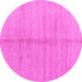 Round Machine Washable Abstract Pink Modern Rug, wshabs4664pnk