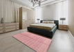 Machine Washable Abstract Pink Coral Pink Rug in a Bedroom, wshabs4664