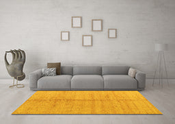 Machine Washable Abstract Yellow Modern Rug in a Living Room, wshabs4664yw