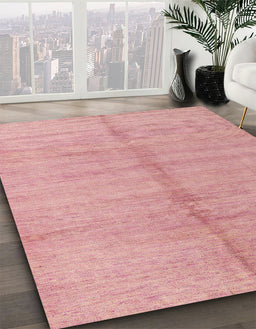 Machine Washable Abstract Pink Coral Pink Rug in a Family Room, wshabs4664