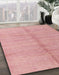 Machine Washable Abstract Pink Coral Pink Rug in a Family Room, wshabs4664