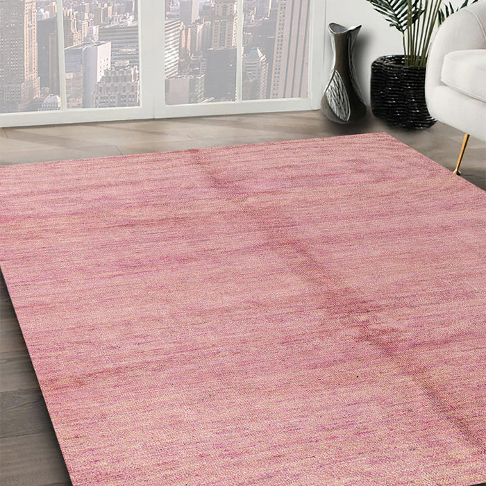 Machine Washable Abstract Pink Coral Pink Rug in a Family Room, wshabs4664