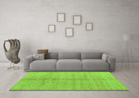 Machine Washable Abstract Green Modern Rug, wshabs4664grn