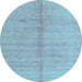 Round Abstract Light Blue Modern Rug, abs4664lblu