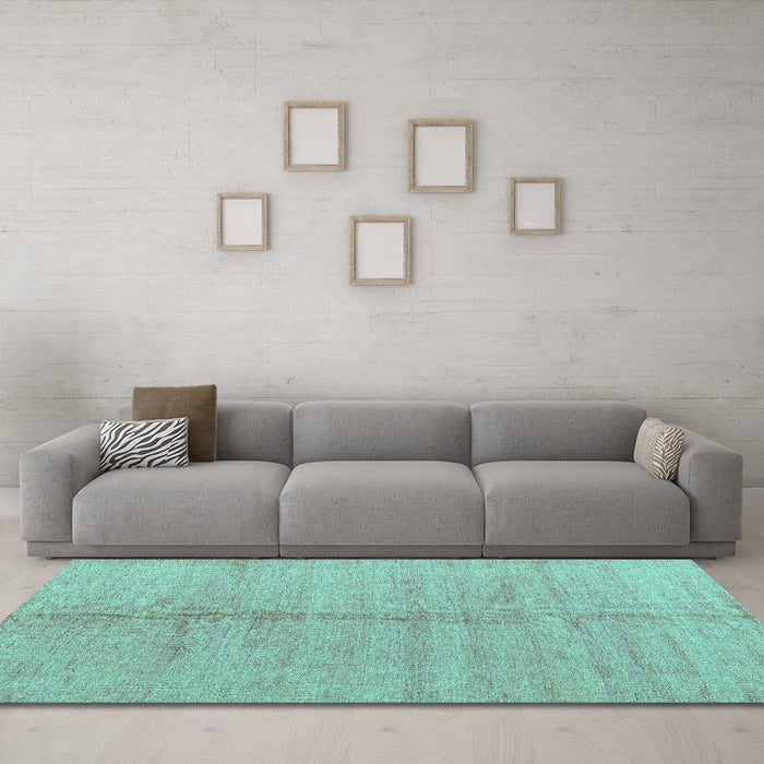 Machine Washable Abstract Turquoise Modern Area Rugs in a Living Room,, wshabs4664turq