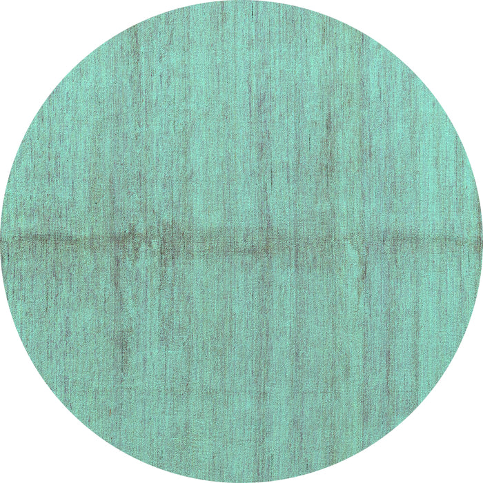 Round Abstract Turquoise Modern Rug, abs4664turq