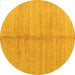 Round Abstract Yellow Modern Rug, abs4664yw