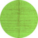 Round Machine Washable Abstract Green Modern Area Rugs, wshabs4664grn