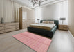 Abstract Pink Coral Pink Modern Rug in a Bedroom, abs4664