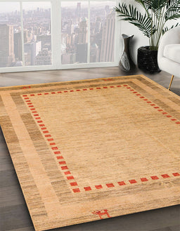 Machine Washable Abstract Orange Rug in a Family Room, wshabs4665