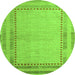 Round Abstract Green Modern Rug, abs4665grn