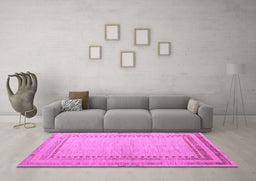 Machine Washable Abstract Purple Modern Area Rugs in a Living Room, wshabs4665pur