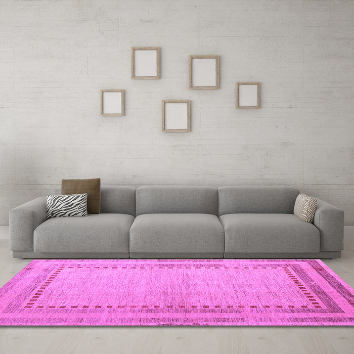 Machine Washable Abstract Purple Modern Area Rugs in a Living Room, wshabs4665pur
