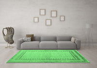 Machine Washable Abstract Emerald Green Modern Rug, wshabs4665emgrn