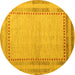 Round Abstract Yellow Modern Rug, abs4665yw