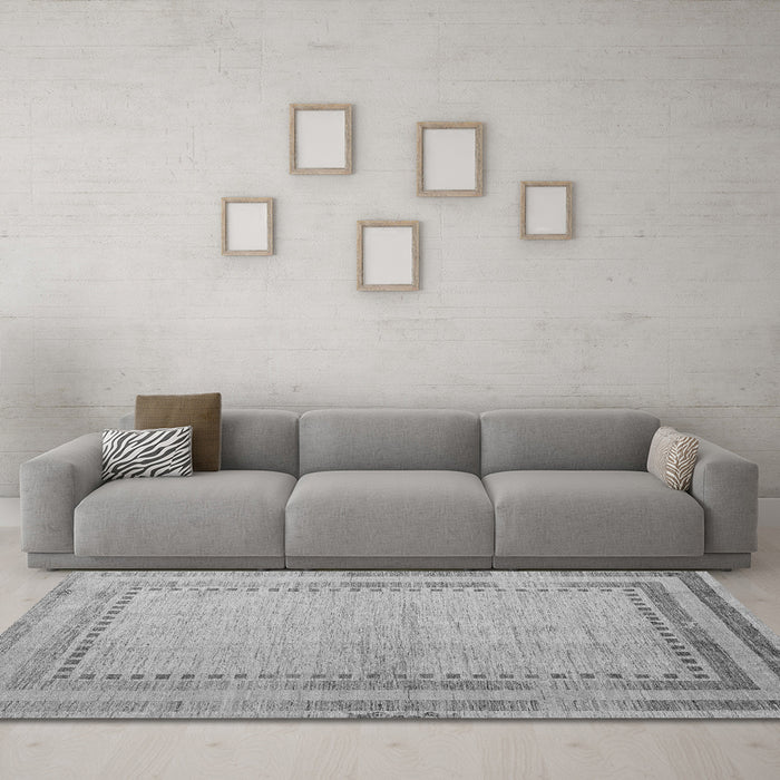 Machine Washable Abstract Gray Modern Rug in a Living Room,, wshabs4665gry