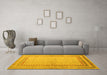 Machine Washable Abstract Yellow Modern Rug in a Living Room, wshabs4665yw