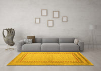 Machine Washable Abstract Yellow Modern Rug, wshabs4665yw