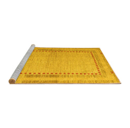 Sideview of Machine Washable Abstract Yellow Modern Rug, wshabs4665yw