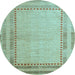 Round Abstract Light Blue Modern Rug, abs4665lblu