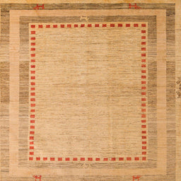 Square Machine Washable Abstract Orange Rug, wshabs4665