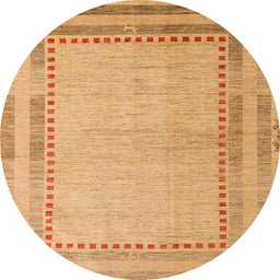 Round Machine Washable Abstract Orange Rug, wshabs4665