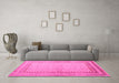 Machine Washable Abstract Pink Modern Rug in a Living Room, wshabs4665pnk