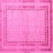 Square Machine Washable Abstract Pink Modern Rug, wshabs4665pnk