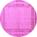 Round Machine Washable Abstract Purple Modern Area Rugs, wshabs4665pur