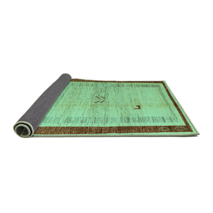 Sideview of Abstract Turquoise Modern Rug, abs4666turq