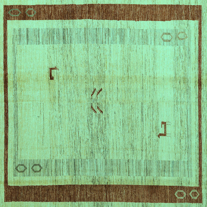 Square Machine Washable Abstract Turquoise Modern Area Rugs, wshabs4666turq