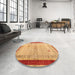 Round Abstract Orange Modern Rug in a Office, abs4666