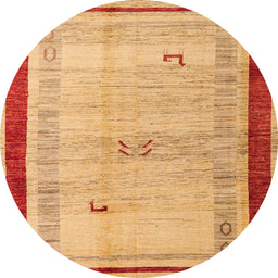 Round Machine Washable Abstract Orange Rug, wshabs4666