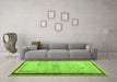 Machine Washable Abstract Green Modern Area Rugs in a Living Room,, wshabs4666grn