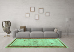 Machine Washable Abstract Turquoise Modern Area Rugs in a Living Room,, wshabs4666turq