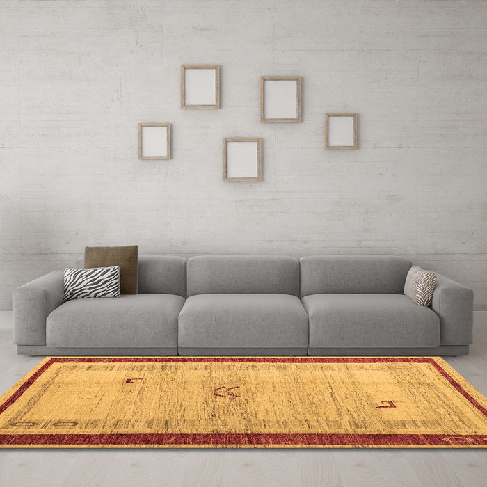 Machine Washable Abstract Brown Modern Rug in a Living Room,, wshabs4666brn